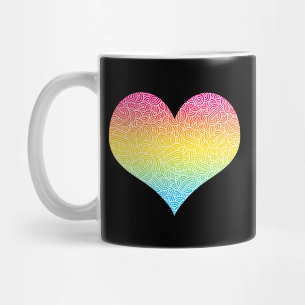 Ombré pansexuality colours and white swirls doodles heart by Savousepate